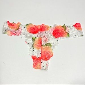 NWT Victoria Secret Pink Peach White Lace Thong Underwear